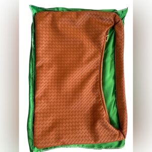 Brown and Green Woven Bag